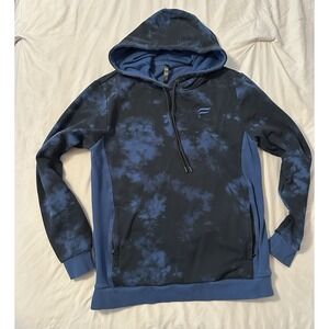 Fabletics Men's L Tie Dye Hoodie Blue Black Pullover Streetwear Athleisure